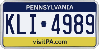 PA license plate KLI4989