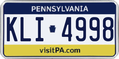 PA license plate KLI4998