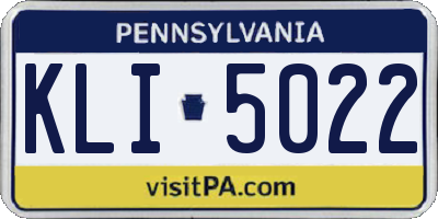 PA license plate KLI5022