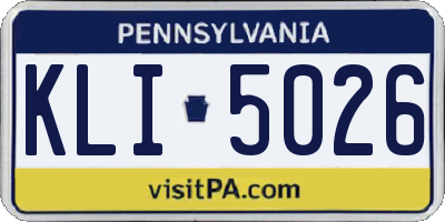 PA license plate KLI5026