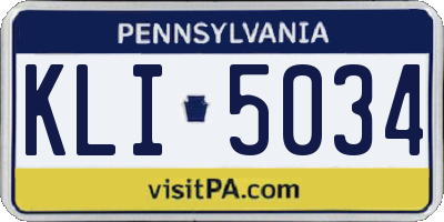 PA license plate KLI5034