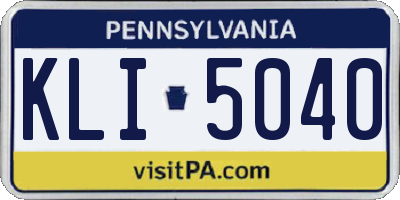 PA license plate KLI5040