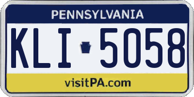 PA license plate KLI5058