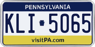 PA license plate KLI5065