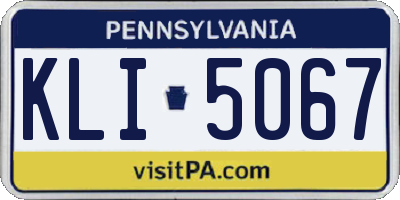PA license plate KLI5067