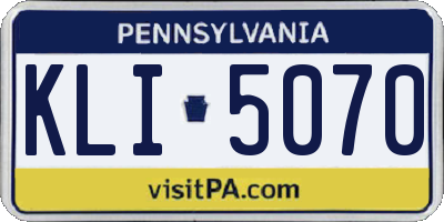 PA license plate KLI5070