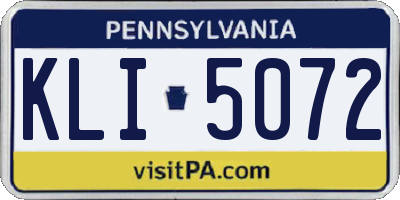 PA license plate KLI5072