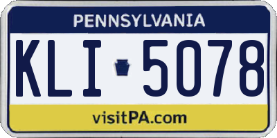 PA license plate KLI5078