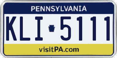 PA license plate KLI5111
