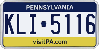 PA license plate KLI5116