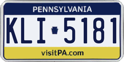 PA license plate KLI5181