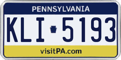 PA license plate KLI5193