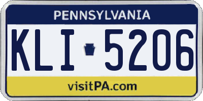 PA license plate KLI5206