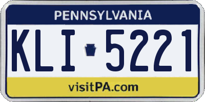 PA license plate KLI5221