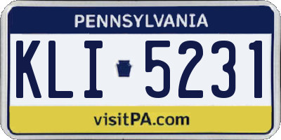 PA license plate KLI5231