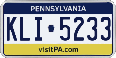 PA license plate KLI5233