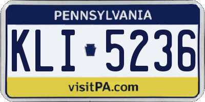 PA license plate KLI5236