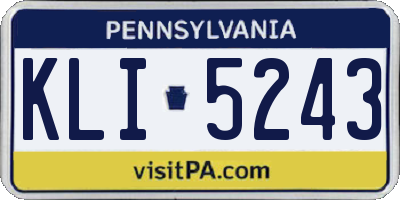 PA license plate KLI5243