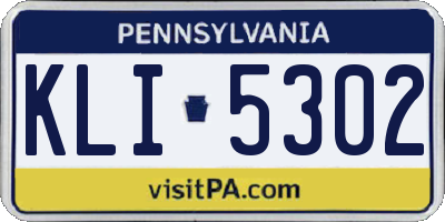 PA license plate KLI5302