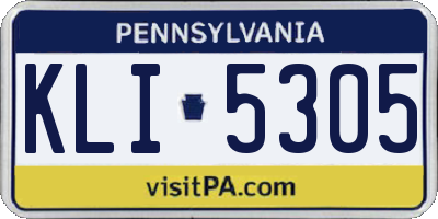 PA license plate KLI5305