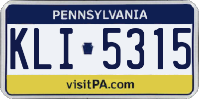 PA license plate KLI5315
