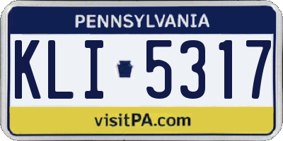 PA license plate KLI5317