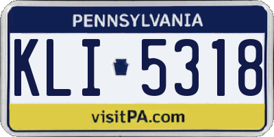 PA license plate KLI5318