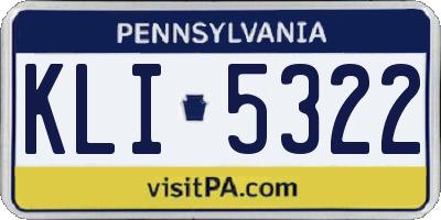 PA license plate KLI5322