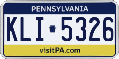 PA license plate KLI5326
