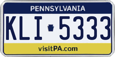 PA license plate KLI5333