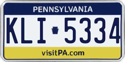 PA license plate KLI5334