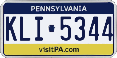 PA license plate KLI5344