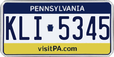 PA license plate KLI5345