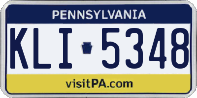 PA license plate KLI5348
