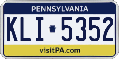 PA license plate KLI5352