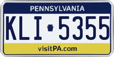 PA license plate KLI5355