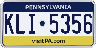 PA license plate KLI5356