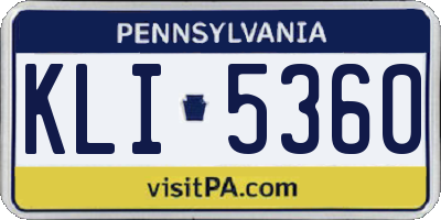 PA license plate KLI5360