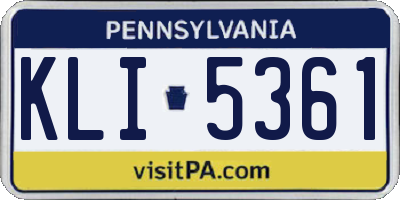 PA license plate KLI5361