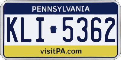 PA license plate KLI5362