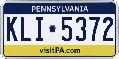 PA license plate KLI5372