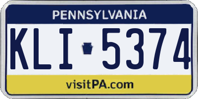 PA license plate KLI5374