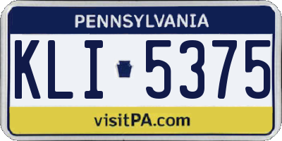 PA license plate KLI5375