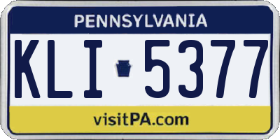 PA license plate KLI5377