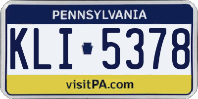 PA license plate KLI5378