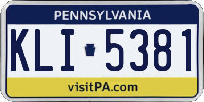 PA license plate KLI5381
