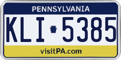 PA license plate KLI5385