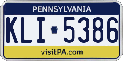 PA license plate KLI5386