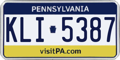 PA license plate KLI5387
