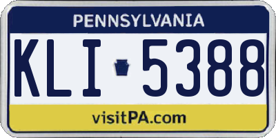 PA license plate KLI5388